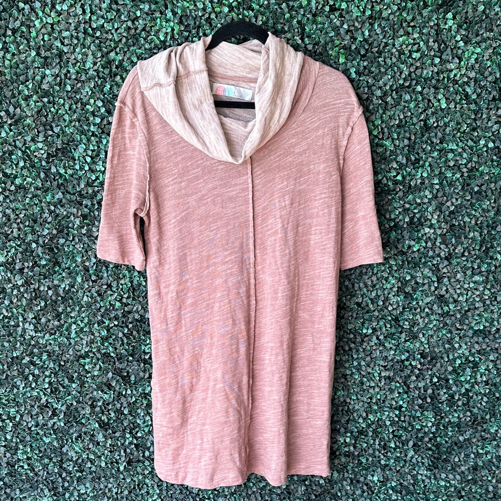 Elegant Pink Cowl Neck Dress